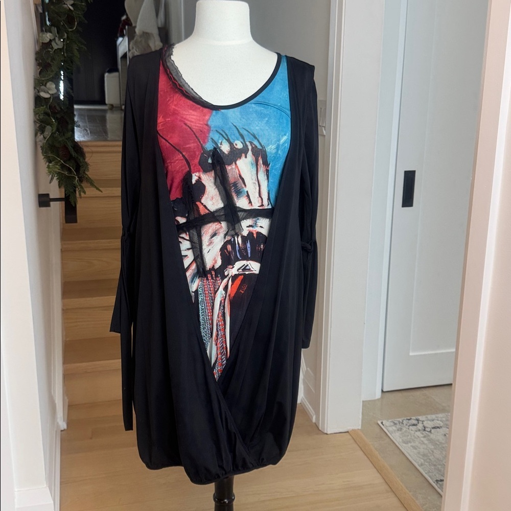 Save the Queen Made in Italy Abstract Print Bubble Hem Dress Size M - Picture 1 of 9